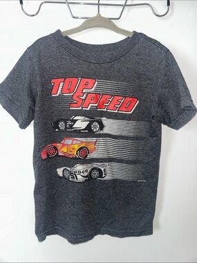Boys Disney Top Speed Graphic Tee - Charcoal with Red Accents XS